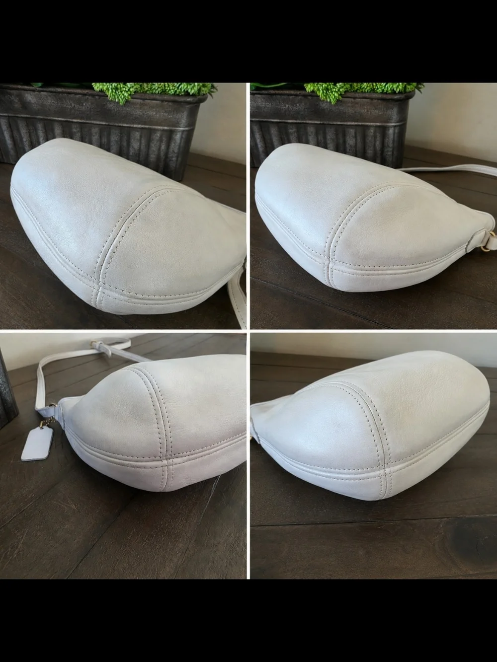 Vintage Coach Small Framed Pouch Crossbody Bag White  Glovetanned Leather USA